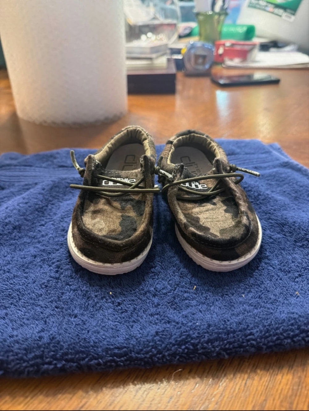 Hey Dude Kids Camo Moccasin Slip-Ons in Black and Brown